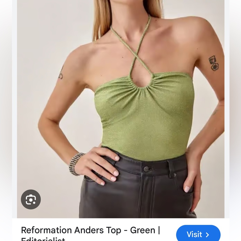 Reformation Green Halter Top XS